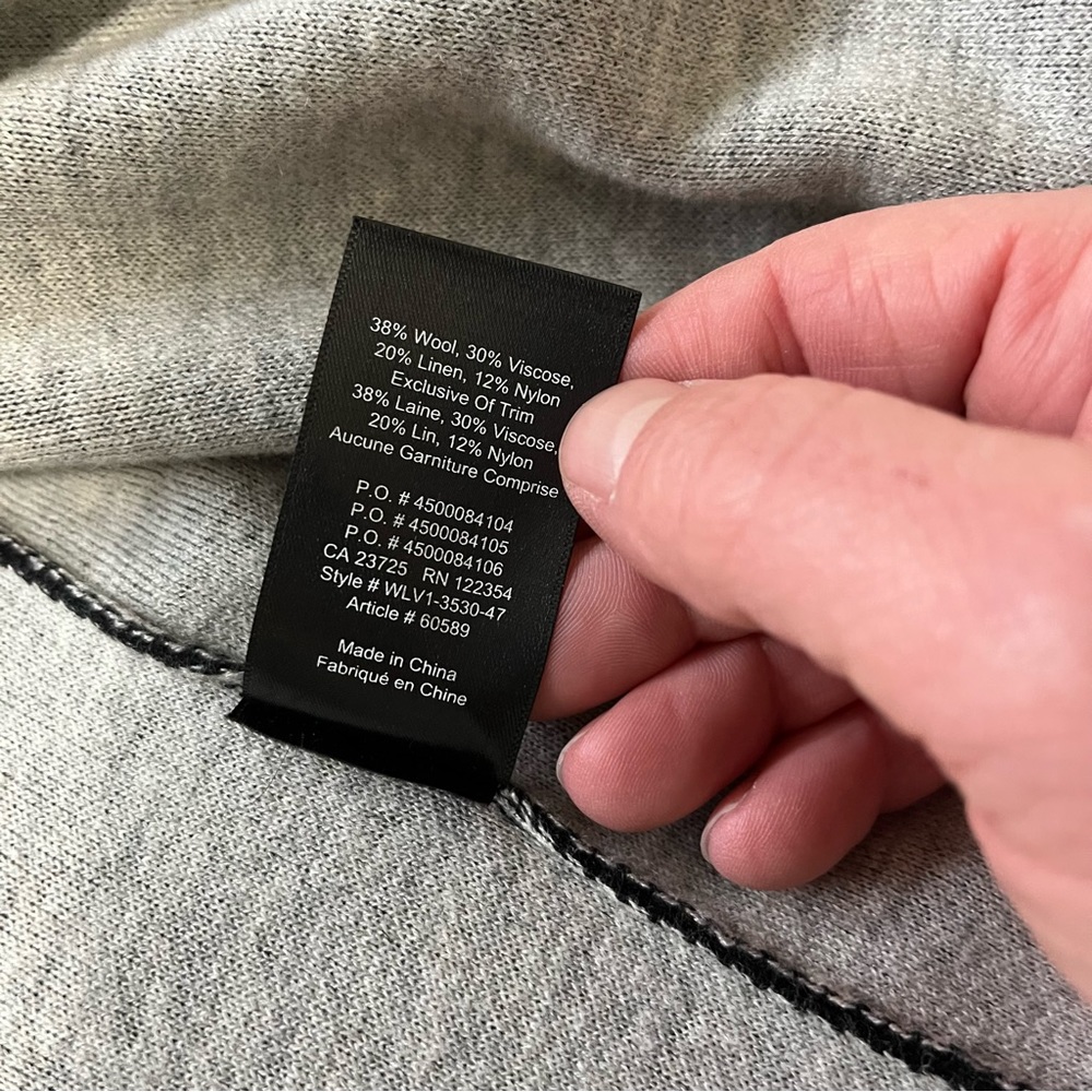 Aritzia Babaton Lance Long Line Wool Blend Cardigan Black / Grey size XXSmall - Picture 6 of 16